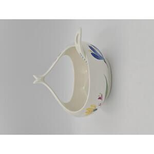 Vintage MCM Hallcraft Eva Zeisel White and Floral Gravy Boat w/Original Ladle